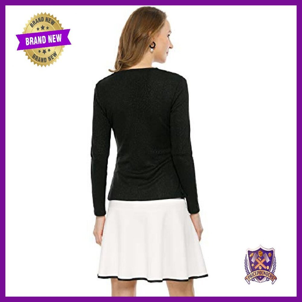 Tie Front Draped Ruffle Knit Cardigan Sweater Dressy Casual - Picture 6 of 8